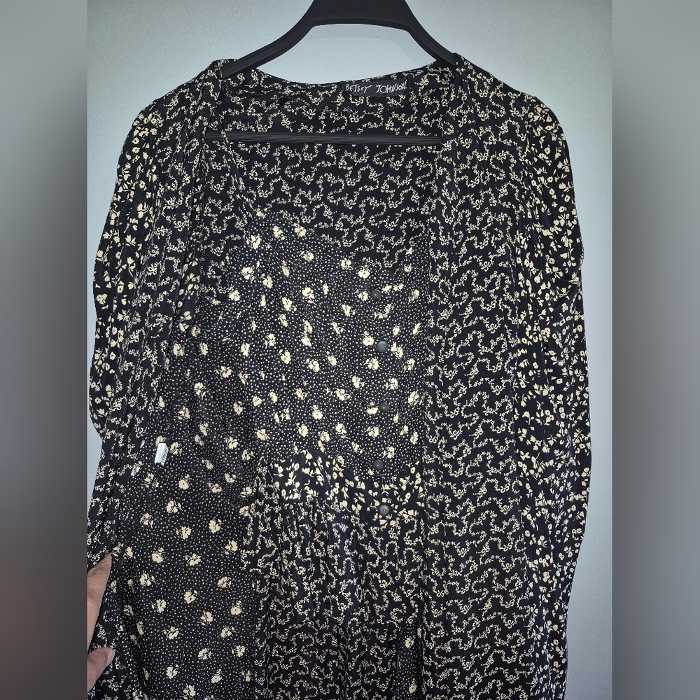 Betsey Johnson y2k Vintage 90s Rare Floral and Bow Black and Cream Patterned Set - Picture 12 of 16